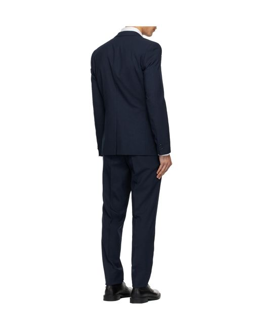 Boss Blue Three-Piece Slim-Fit Stretch Jacquard Suit Set for men