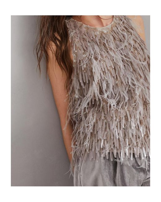 Brunello Cucinelli Brown Dazzling Embroidered Top