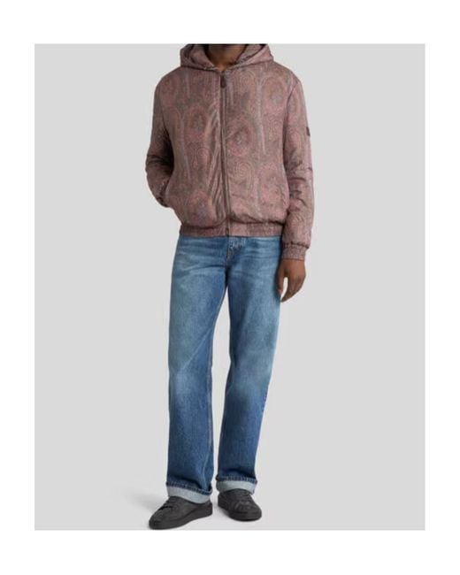 Etro Brown Pattern-Printed Zipped Hooded Jacket for men