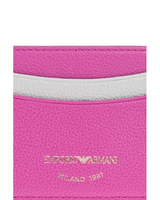 Emporio Armani Pink Logo-Printed Card Case