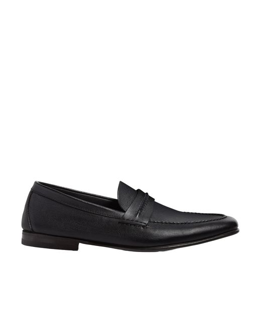 Zegna Black Leather Loafers for men