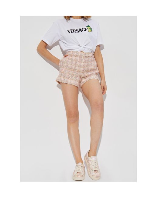 Versace Natural Lurex Thread Tweed Shorts