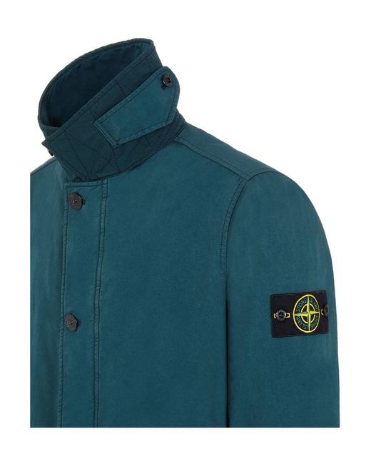 Stone Island Blue Logo-Patch Short Parka for men