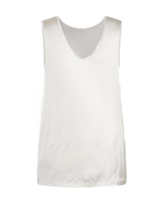 Fabiana Filippi White Sleeveless V-Neck Top