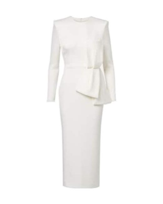Alex Perry White Bow-Detail Crepe Satin Gown