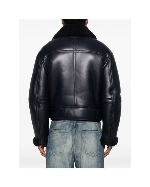 Acne Black Zip-Up Leather Jacket for men