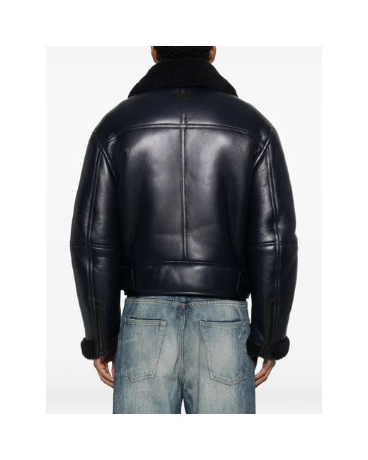 Acne Black Zip-Up Leather Jacket for men