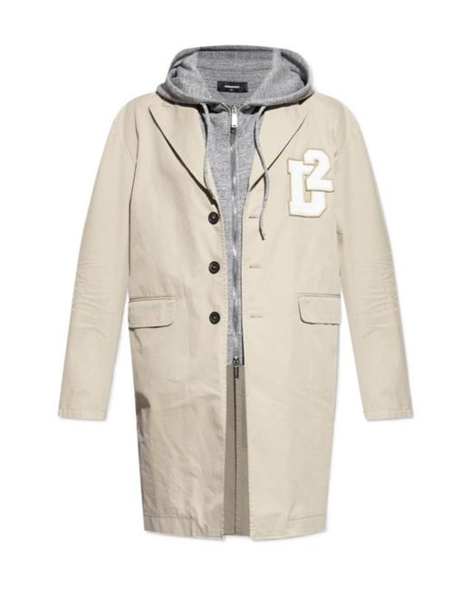 DSquared² White Hooded Coat for men