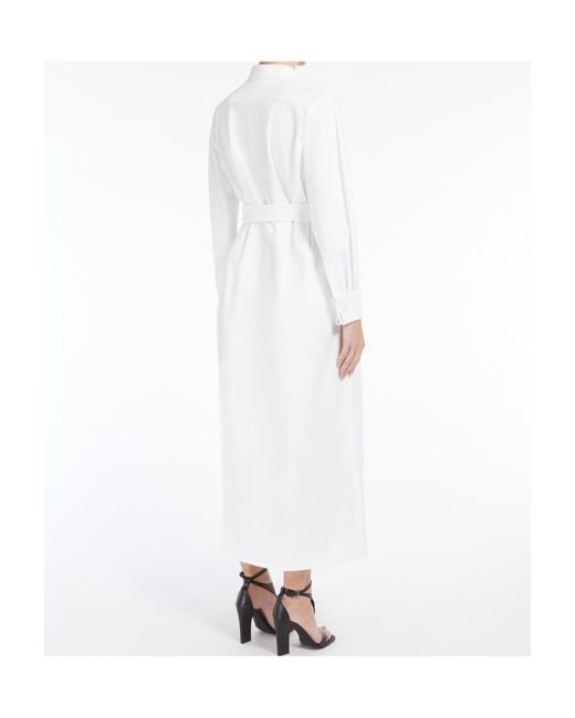Max Mara White Belted Long-Sleeved Shirt Dress