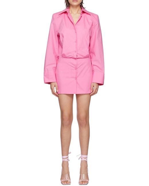 The Attico Pink The Margot Buttoned Long-Sleeved Shirt Dress
