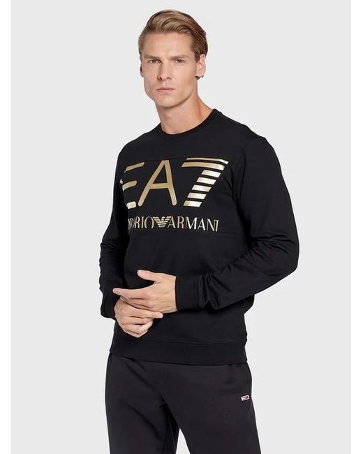 EA7 Black Logo-Print Detail Sweatshirt for men