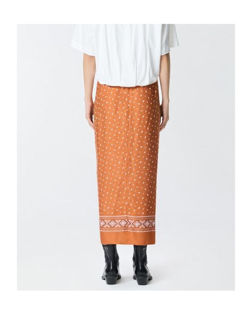 Pinko Orange Bandana-Print Finished Edge Skirt