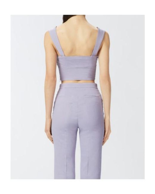 Pinko Purple Ruched-Detail Cropped Top