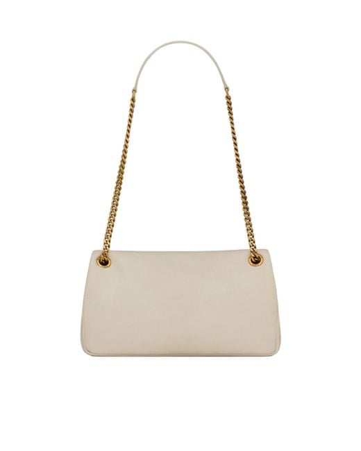 Saint Laurent White Calypso Logo Plaque Shoulder Bag
