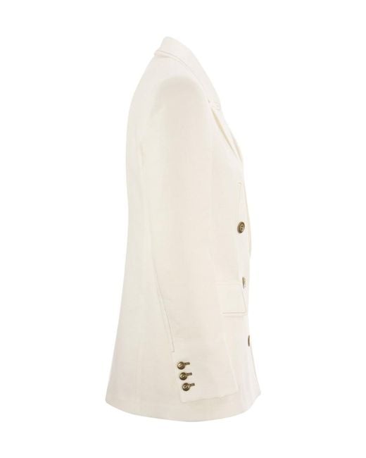 Max Mara White Double-Breasted Button Blazer