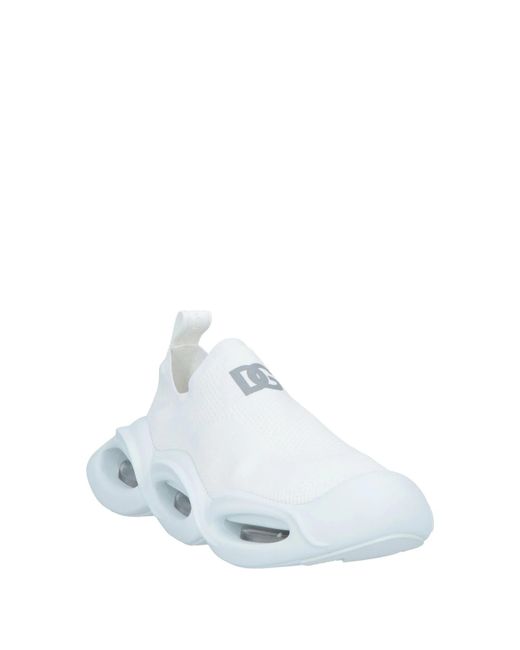 Dolce & Gabbana White Solid Color Leather Platform Sneakers