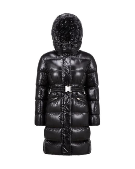 Moncler Black Bellevue Belted Long Down Coat