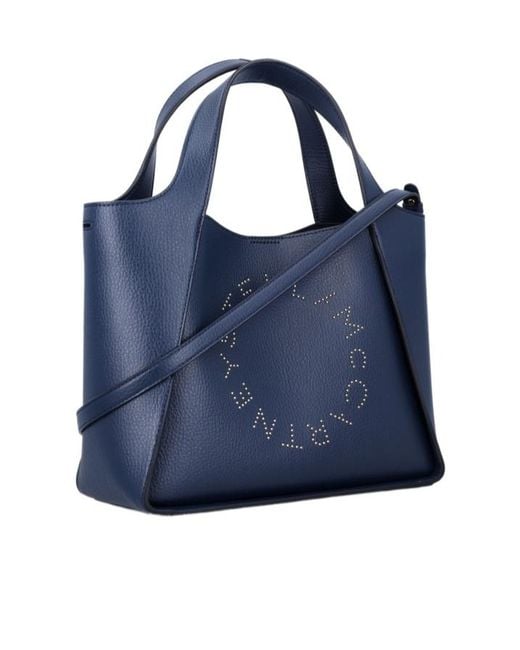 Stella McCartney Blue Logo Studded Top Handle Bag