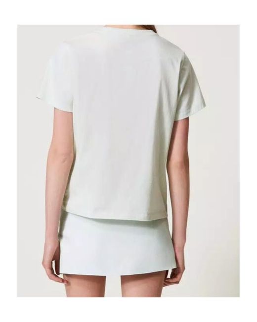 Twinset White Logo-Plaque T-Shirt