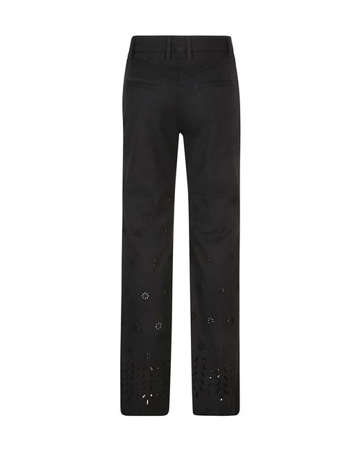 True Royal Black Hollowed-Out Pattern Casual Pants