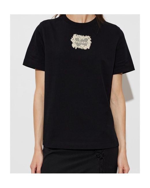 McQueen Black Lace Appliqué T-Shirt