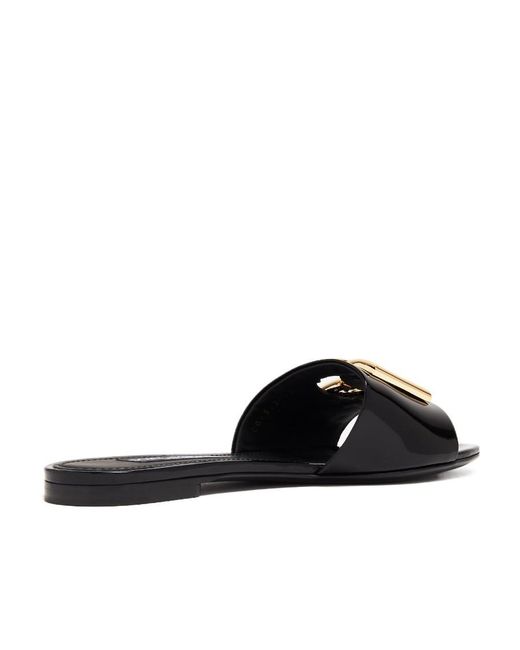 Dolce & Gabbana White Dg Logo Plaque Flat Slides