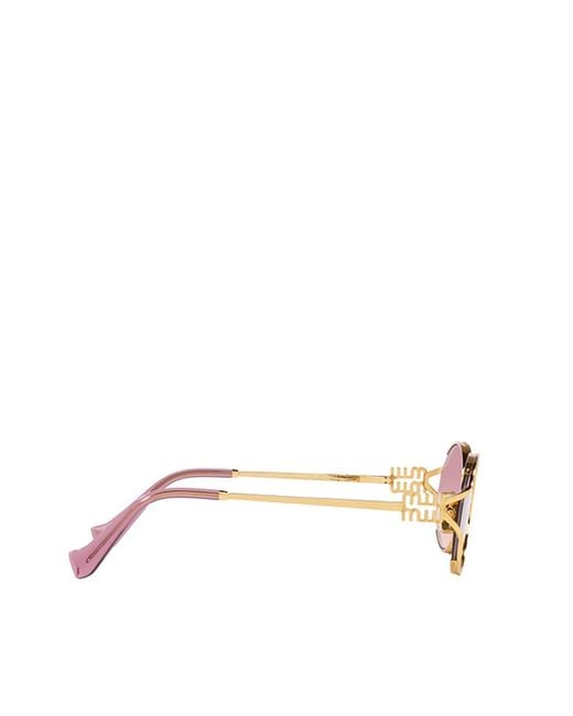 Miu Miu Pink Eyewear Oval Frame Sunglasses
