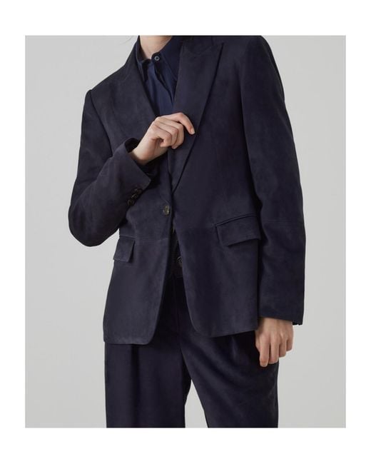 Brunello Cucinelli Blue Vintage Effect Blazer