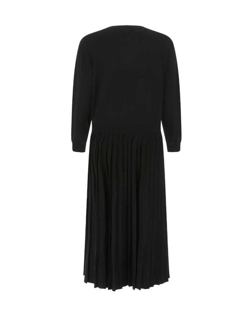 Prada Black V-Neck Long Sleeved Knitted Dress