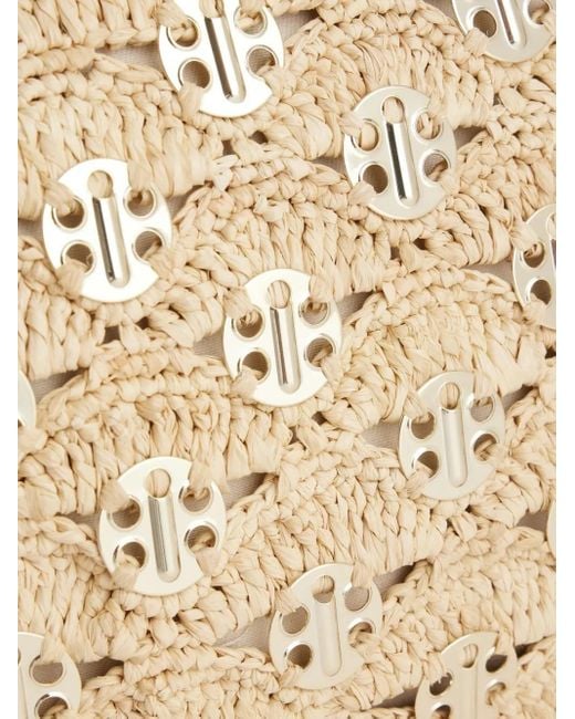 Rabanne Natural Rabanne Lurex-Detailed Zipped Clutch Bag
