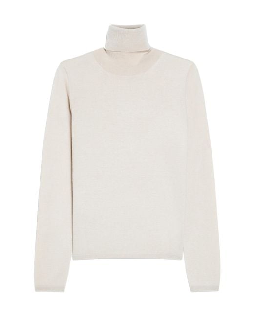 Max Mara White Veloce Turtleneck Long-Sleeved Jumper