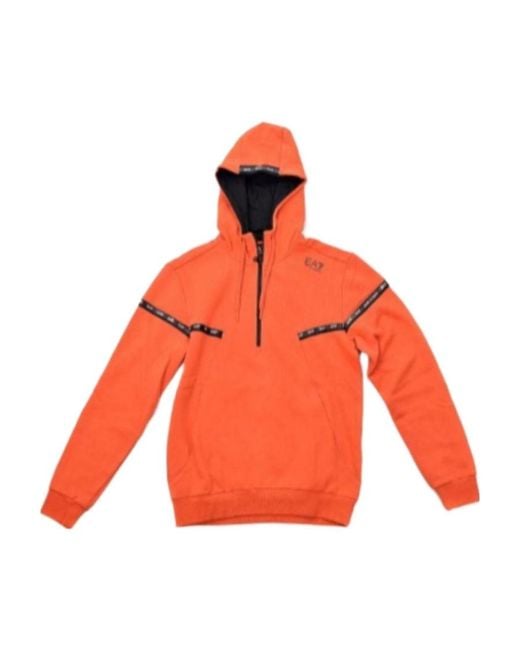 EA7 Orange Logo Semi-Zipper Casual Jacket for men