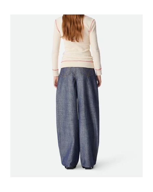 Bottega Veneta Gray Denim Effect Wide Leg Trousers