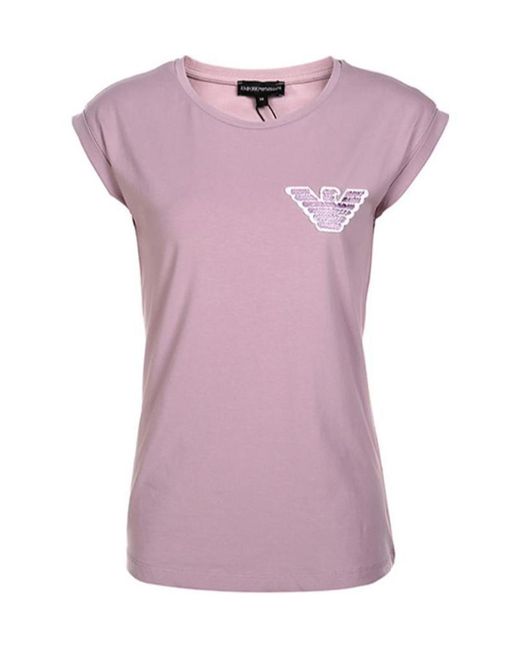 Emporio Armani Purple Short-Sleeved T-Shirt With Round Neck