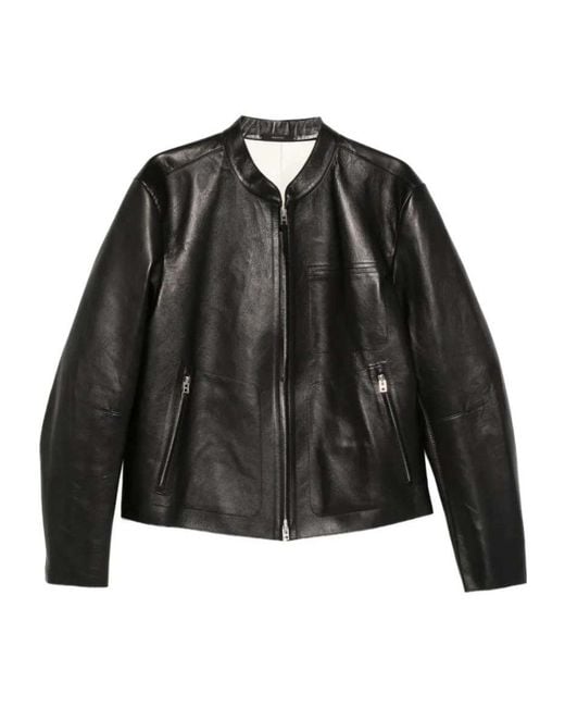 Tom Ford Black Long-Sleeved Leather Jacket for men