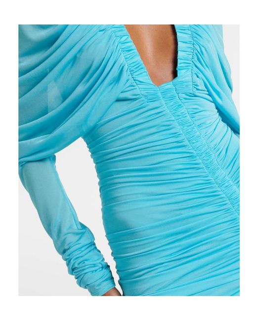 Christopher Esber Blue Orion Ruched Sheer Minidress