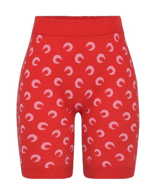 MARINE SERRE Red Moon Printed Jacquard Bouclette Mini Shorts Organic Cotton