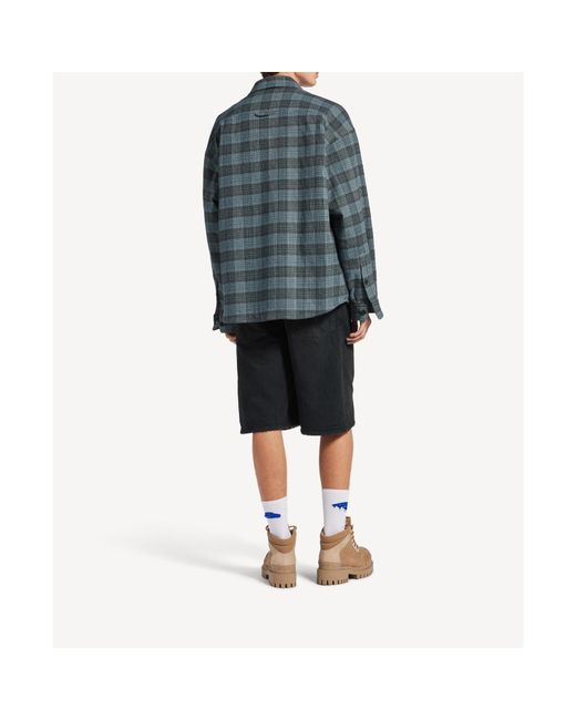 Balenciaga Blue Checked Zip-Up Jacket for men