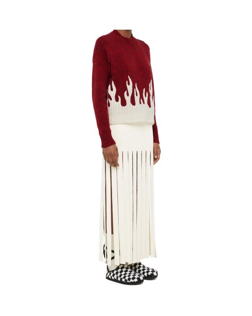 Alanui Red Crew-Neck Wool-Cashmere Blend Jumper