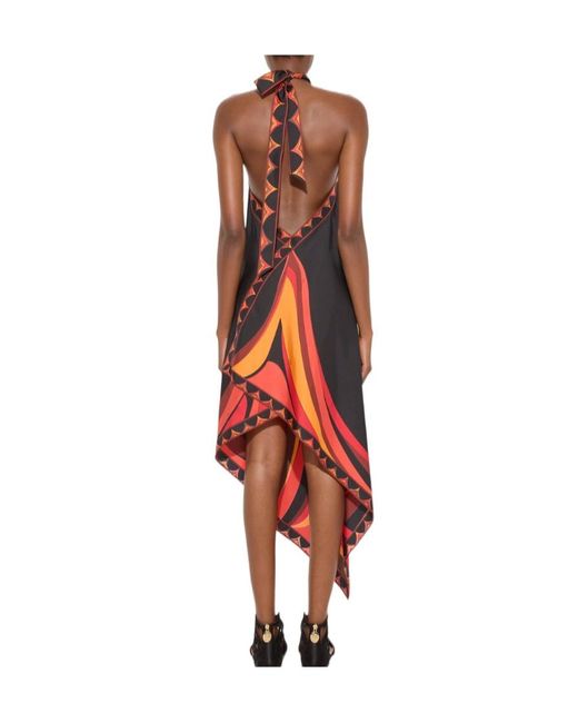 Emilio Pucci Red Pucci Printed Halterneck Maxi Dress