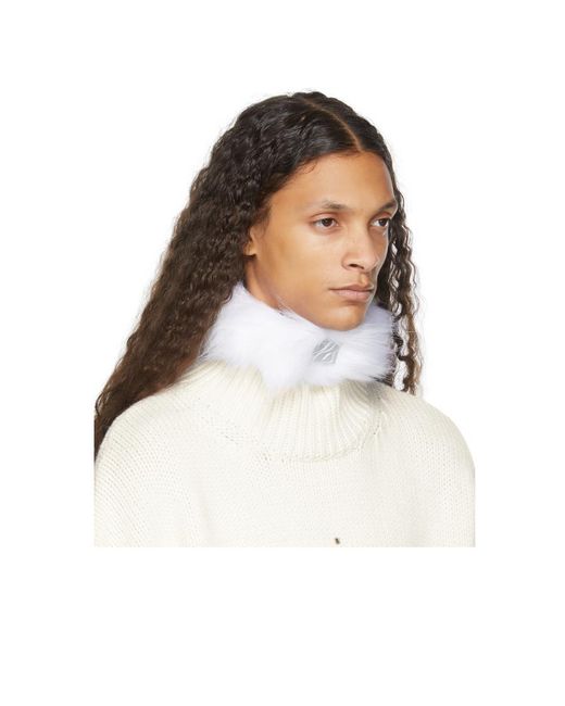we11done White Artificial Fur Collar