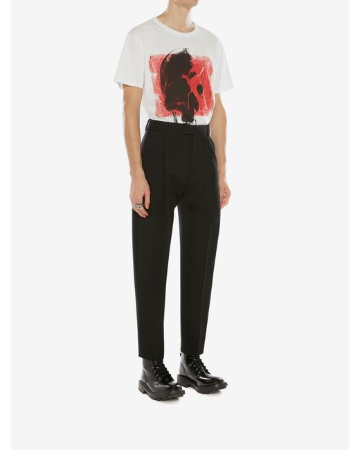 McQueen White Skull Printed T-Shirt for men