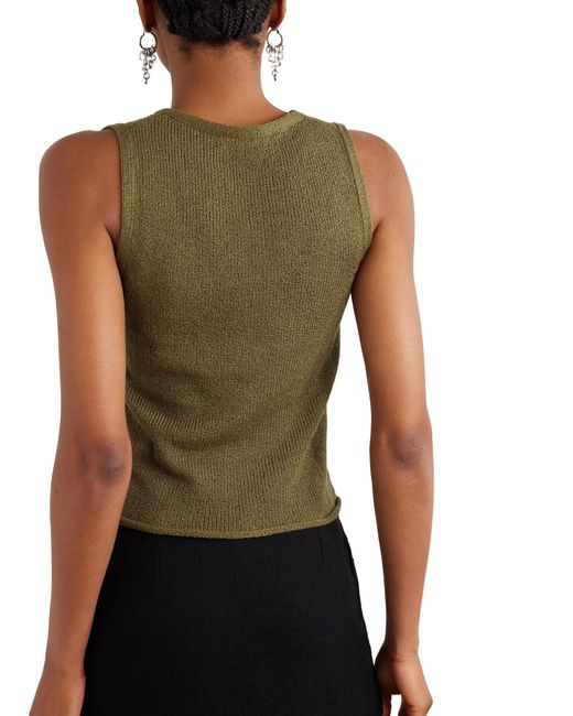 The Elder Statesman Green Cotton V-Neck Tank Top