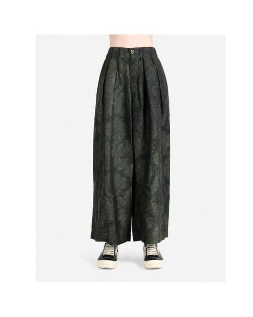 Uma Wang Green High-Waisted Wide-Leg Casual Trousers