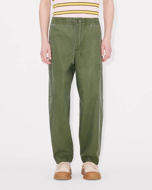 KENZO Green Elephant Logo' Embroidered Cargo Jogpants for men