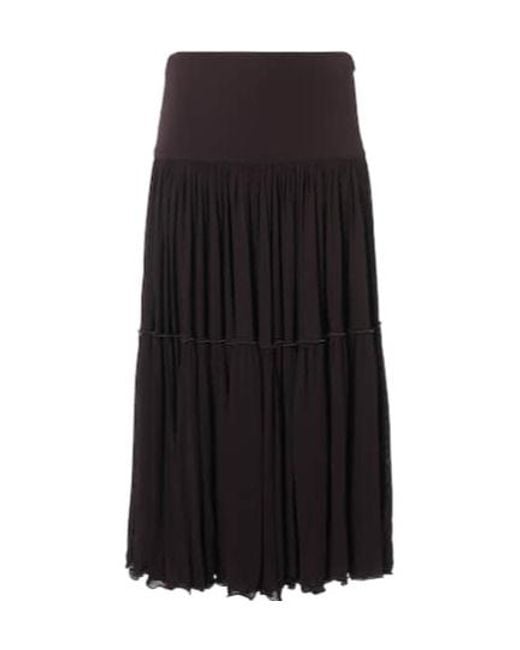Jil Sander Black Pleated Georgette Midi Skirt
