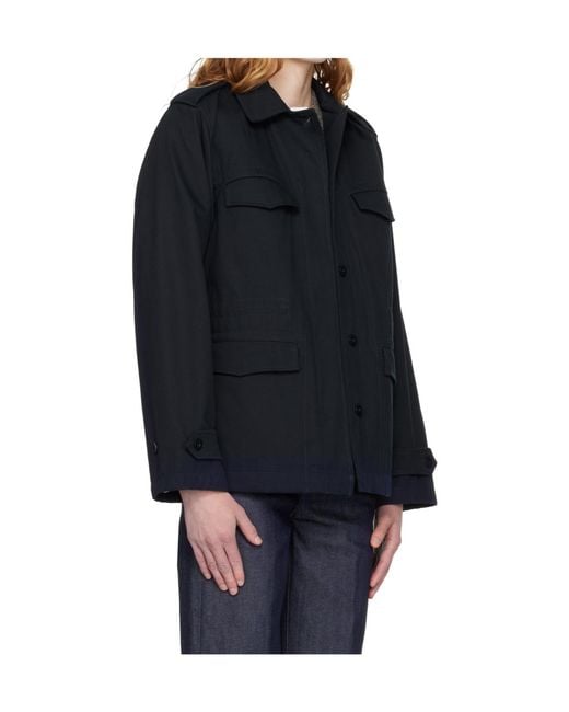 A.P.C. Blue Long-Sleeved Belted Casual Jacket