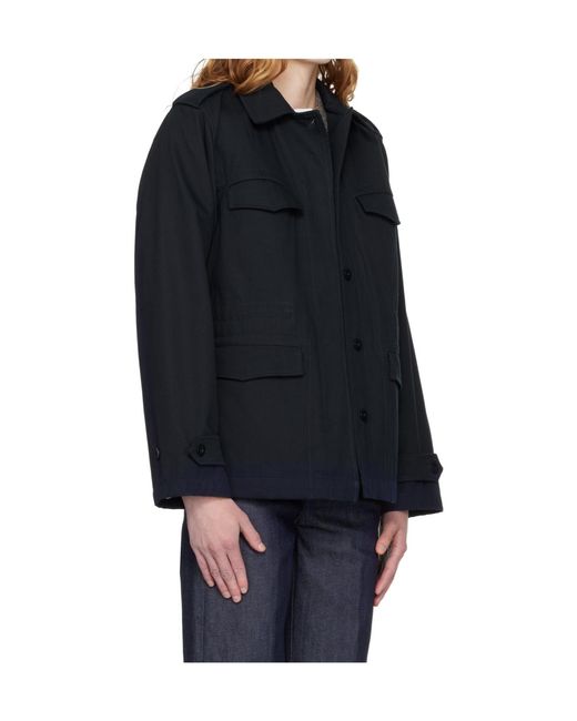A.P.C. Blue Long-Sleeved Belted Casual Jacket