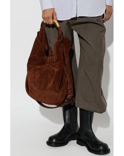 Moschino Brown Suede Handbag