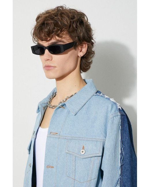 Heron Preston Blue Patchwork Denim Jacket for men